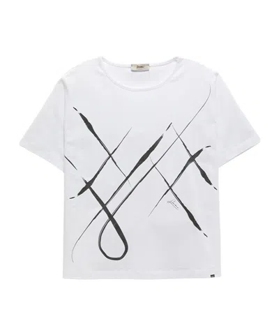 Herno Round Neck Short Sleeve T-shirt In White