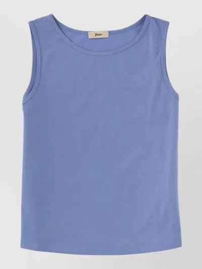 Herno Round Neck Sleeveless Womens Summer Top In Blue
