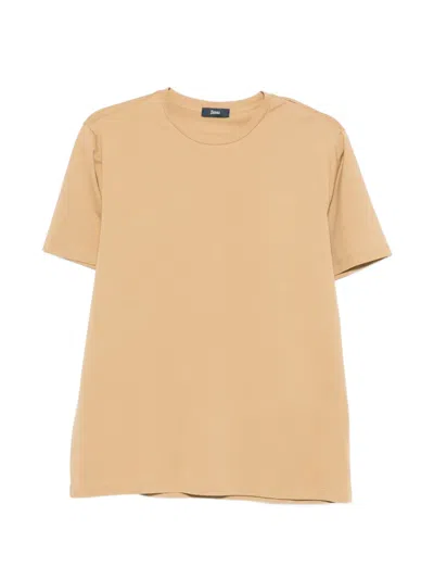 Herno Round-neck T-shirt In Brown