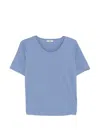 Herno Rounded-hem Crew Neck T-shirt In Blue