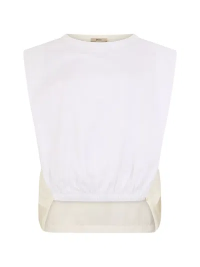 Herno Round-neck Panelled Top In Neutral