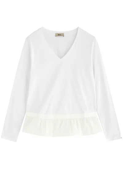 Herno Ruffle-trimmed Cotton Top In White