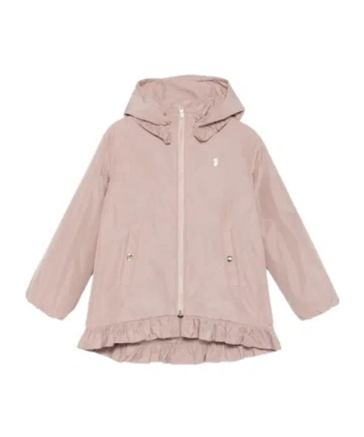 Herno Kids' Ruffled Hooded Jacket In Pink