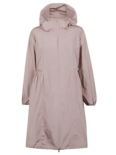 Herno Ruffled Parka Jacket With Hood And Adjustable Waist In Neutral