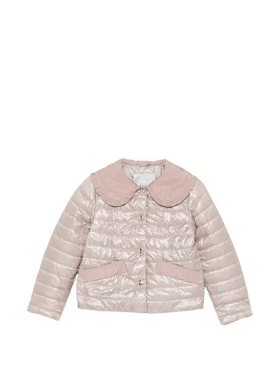 Herno Kids' Ruffled Quilted Jacket In Brown