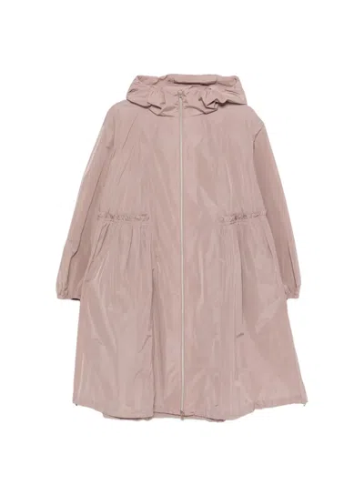Herno Ruffled-trim Hooded Parka In Pink