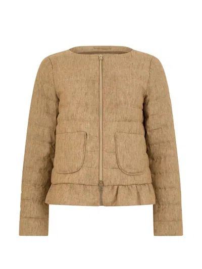 Herno Ruffled Zip-fastening Jacket In Neutral