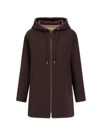 Herno Sable-effect Hooded Jacket In Brown