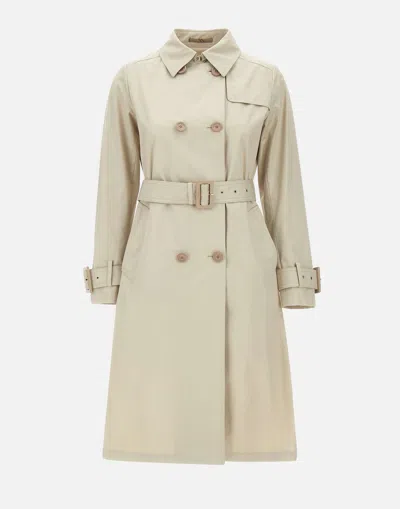 Herno Sand Cotton Gabardine Trench Coat In Gray