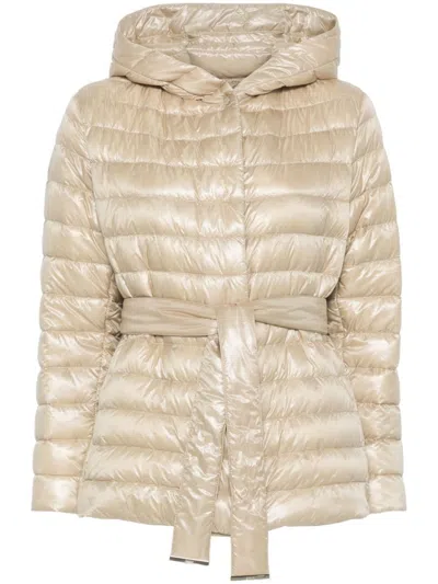 HERNO HERNO SAND-HUED HOODED DOWN JACKET