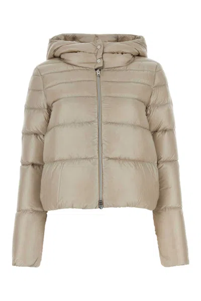 Herno Sand Nylon Down Jacket In Brown