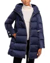 Herno Sateen Quilted A Line Coat In New Blue