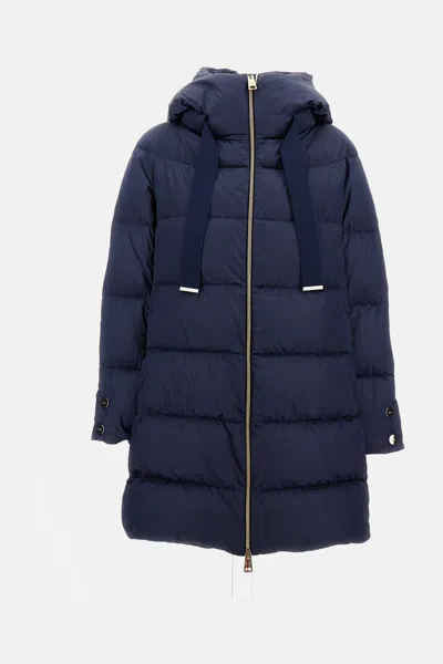 Herno Satin A-shape Down Jacket With Hood In Blue