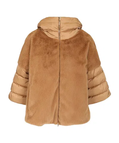 Herno Velvet Padded Down Jacket Coats Beige In Brown