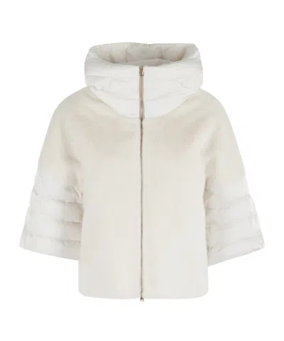Herno Satin Alternative Fur Cape In White