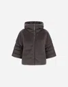 Herno Cape In Satin And Lady Alternative Fur In Gray