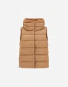 Herno Vest In Satin And Lady Alternative Fur In Brown