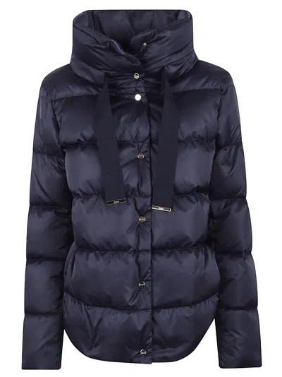 Herno Satin Cape Down Jacket In Blue