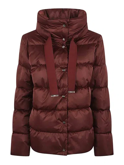 Herno Shiny Satin Cape Down Jacket Clothing In Red
