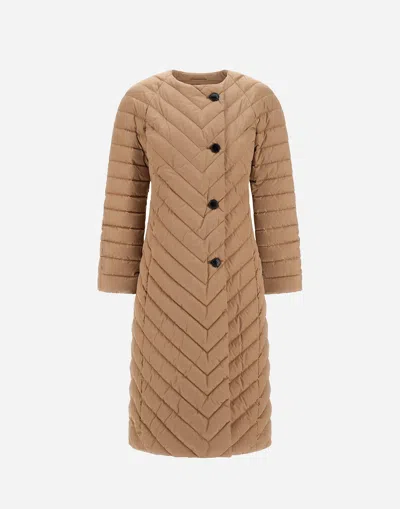 Herno Satin Coat In Brown