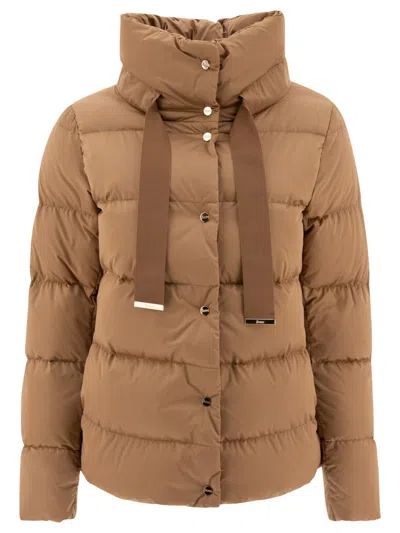 Herno Satin Down Jacket In Brown