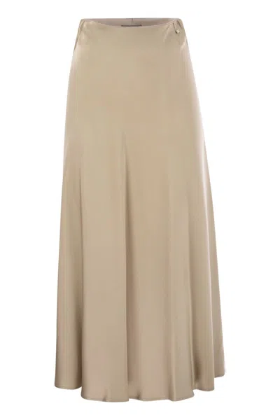 Herno Satin Effect Long Skirt In Gray