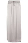 Herno Satin Finish Skirt With Drawstring Waist And Side Slits In Gray
