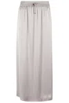 Herno Satin Finish Skirt With Drawstring Waist And Side Slits In Neutrals