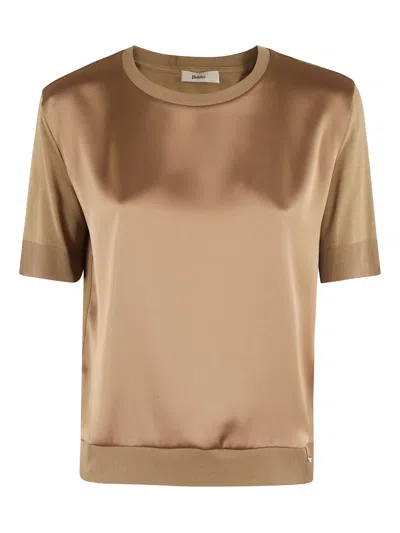 Herno Satin-finish T-shirt In Brown
