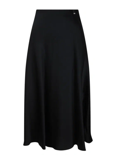 Herno Satin Fluid Skirt In Black