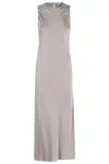 Herno Crafted Satin Chantilly Midi Dress In Grey In White