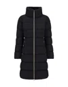 Herno Matilde Hooded Long Length Shiny Finish Quilted Jacket In Black