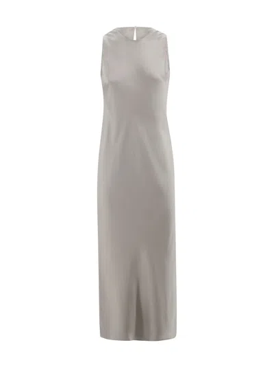 Herno Satin Long Dress In White