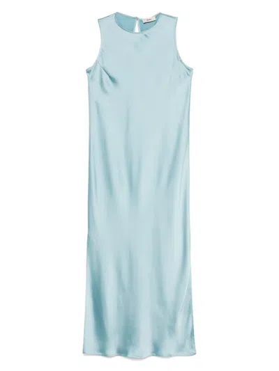 Herno Satin Maxi Dress In Blue