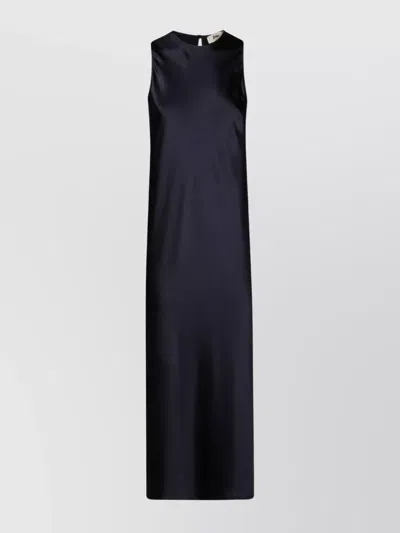 Herno Satin Midi Dress Keyhole Back In Blue