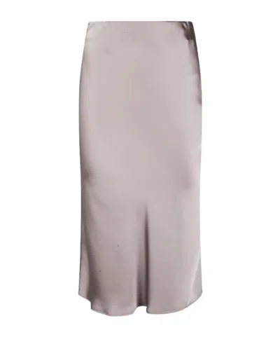 Herno Satin Midi Skirt In Gray