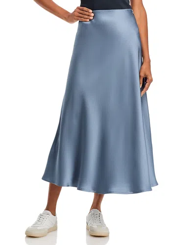 Herno Satin Midi Skirt In Denim
