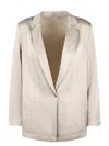 Herno Satin Shirt Jacket In Neutrals