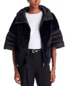 Herno Satin Short Sleeve Faux Fur Jacket In Black