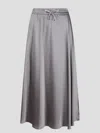 Herno Satin Finish Skirt With Drawstring Waist And Side Slits