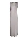 Herno Satin Sleeveless Midi Dress In Gray