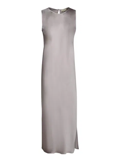 Herno Satin Sleeveless Midi Dress In Gray
