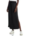 Herno Black Satin Long Skirt With Drawstring Waistband In Nero