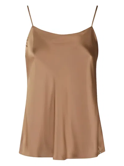 Herno Straight Neckline Satin Finish Top In Brown