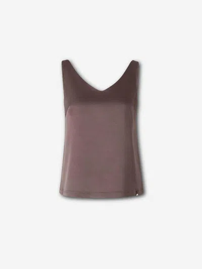 Herno Satin Top In Brown