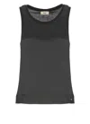 Herno Glam Knit Effect Satin Tank Top In Black