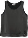 Herno Glam Knit Effect Satin Tank Top In Black