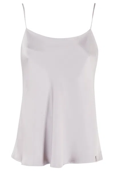 HERNO HERNO SATIN TOP WITH STRAIGHT NECKLINE AND DELICATE STRAPS