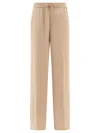 Herno Elastic Waist Casual Pants In Beige