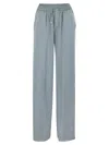 Herno Satin Trousers With Elasticated Waistband In Light Blue